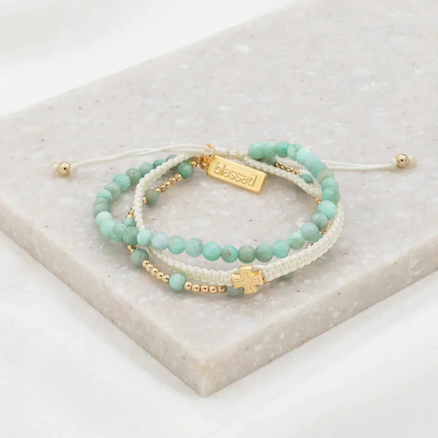 My Saint My Hero Amazonite Be Still Prayer Bracelet
