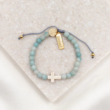 My Saint My Hero Divine Grace Amazonite Cross Bracelet