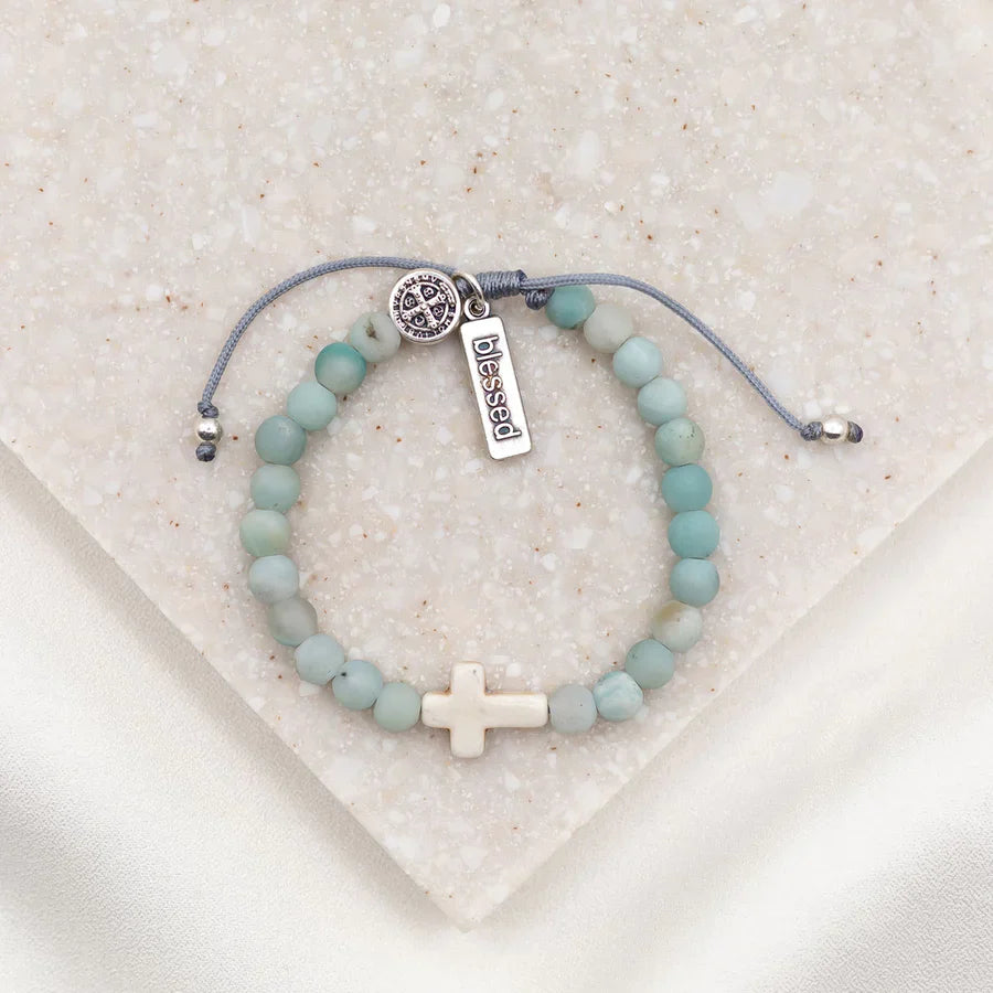 My Saint My Hero Divine Grace Amazonite Cross Bracelet