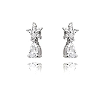 Danny Newfeld Cubic Zirconia Star & Pear Stud Earrings