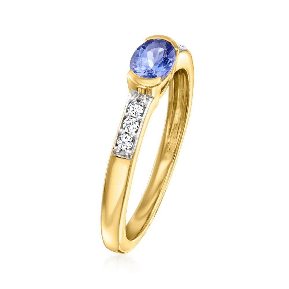 Ross Simons .40 Carat Tanzanite and .10 ct. t.w. White Zircon Ring