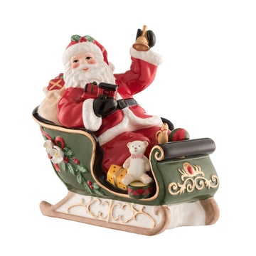 Aynsley Santa on Sleigh Musical Box Figurine