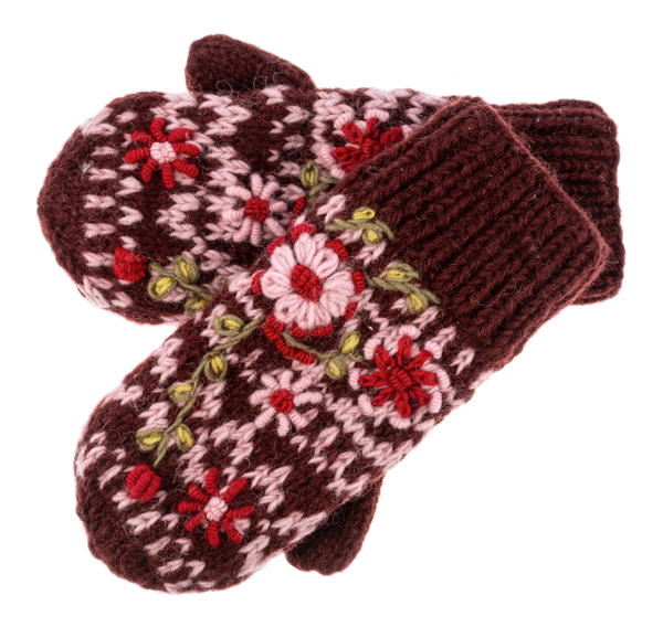 Knit Embroidered Floral Mittens for Just Jill