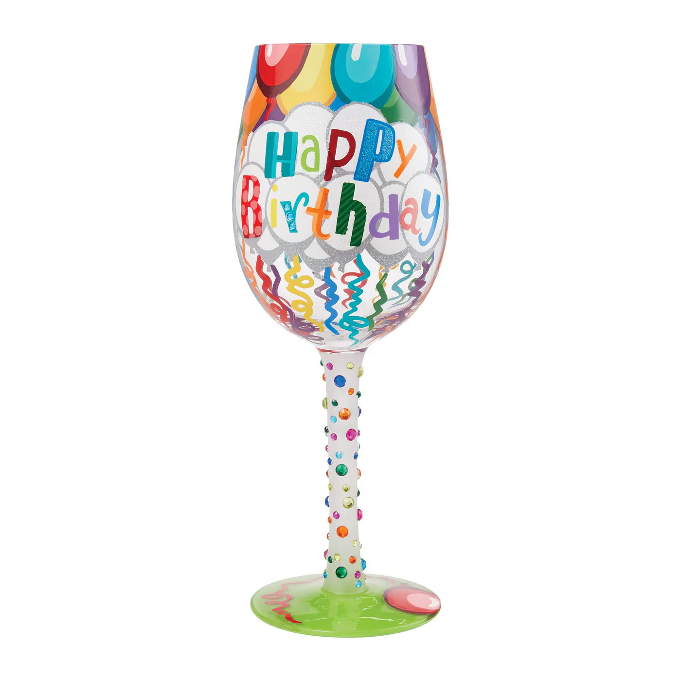 Lolita Hand-Painted Birthday Streamers Wine Glass