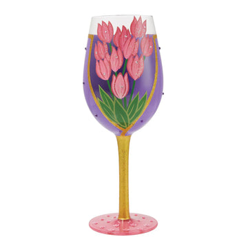 Lolita Mother's Day Wrapped Up Hand-Painted  Wine Glass