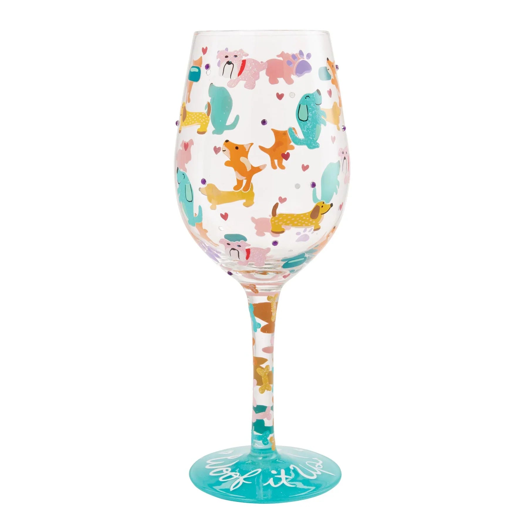 Lolita Woof it Up Hand Painted Wine Glass
