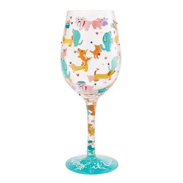 Lolita Woof it Up Hand Painted Wine Glass