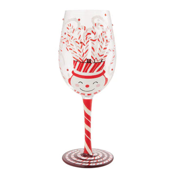 Lolita Candy Cane Jar Hand-Painted Wine Glass