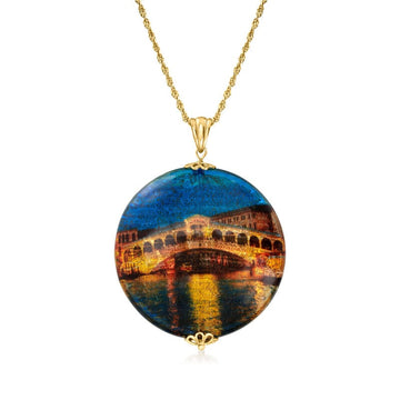 Ross-Simons Italian Multicolored Murano Glass Rialto Bridge Pendant