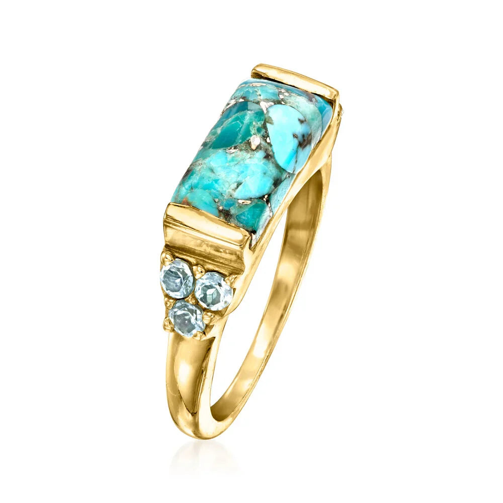 Ross Simons Turquoise and .70 ct. t.w. Sky Blue Topaz Ring
