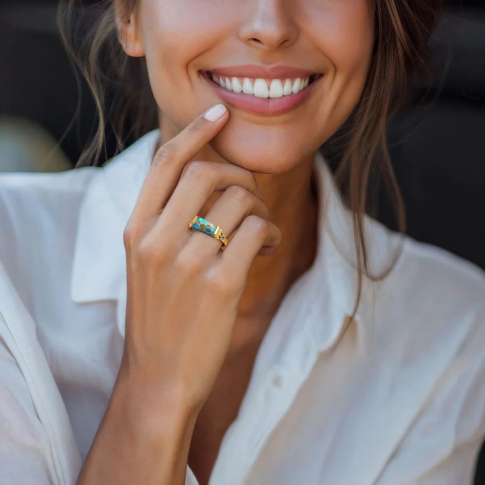 Ross Simons Turquoise and .70 ct. t.w. Sky Blue Topaz Ring