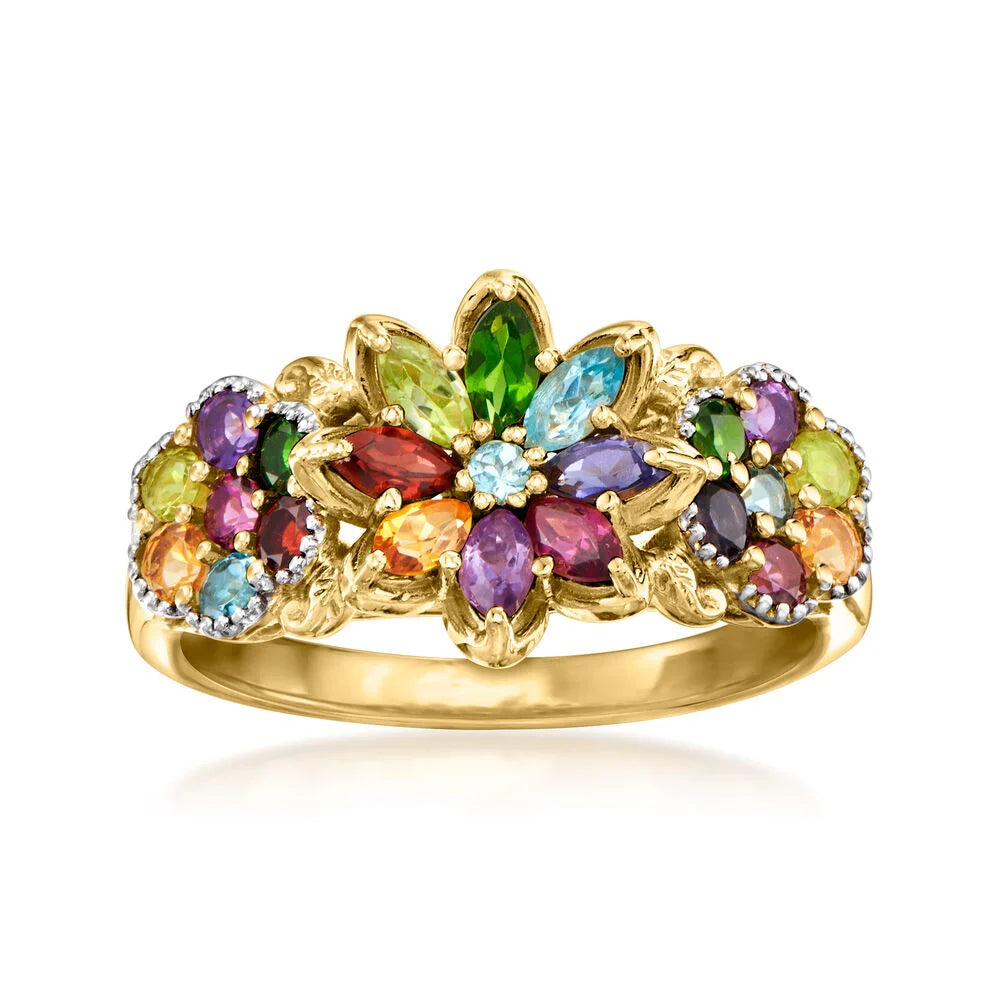 Ross Simons 1.34 ct. t.w. Multi-Gemstone Floral Ring