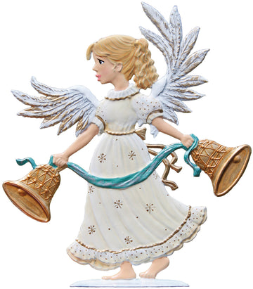 Bell Ringer Angel Hand Painted German Pewter Figurine