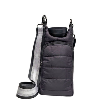 WanderFull HydroBag Black Matte Crossbody with Silver Strap