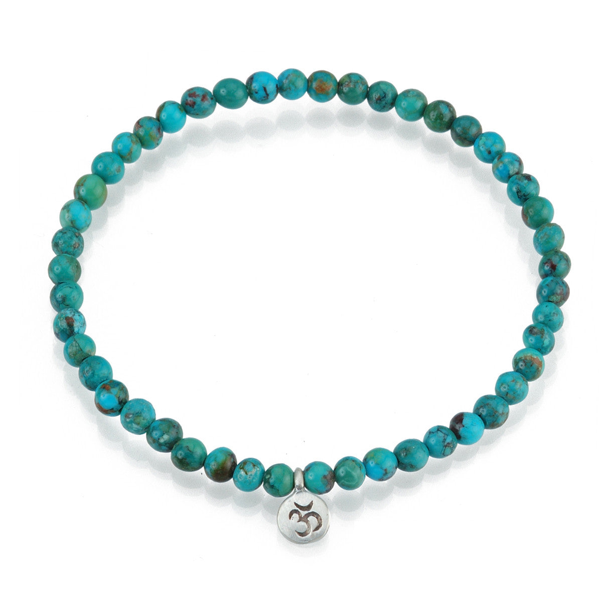 Satya Sterling Silver Turquoise Om Stretch Bracelet - Inner Peace