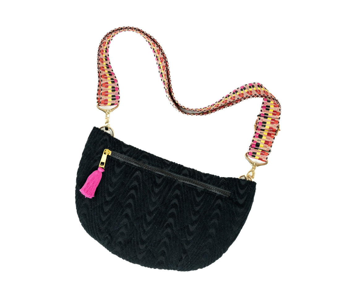 Sprigs Crescent Quilted TerryCloth Cross Body w/ Woven Strap