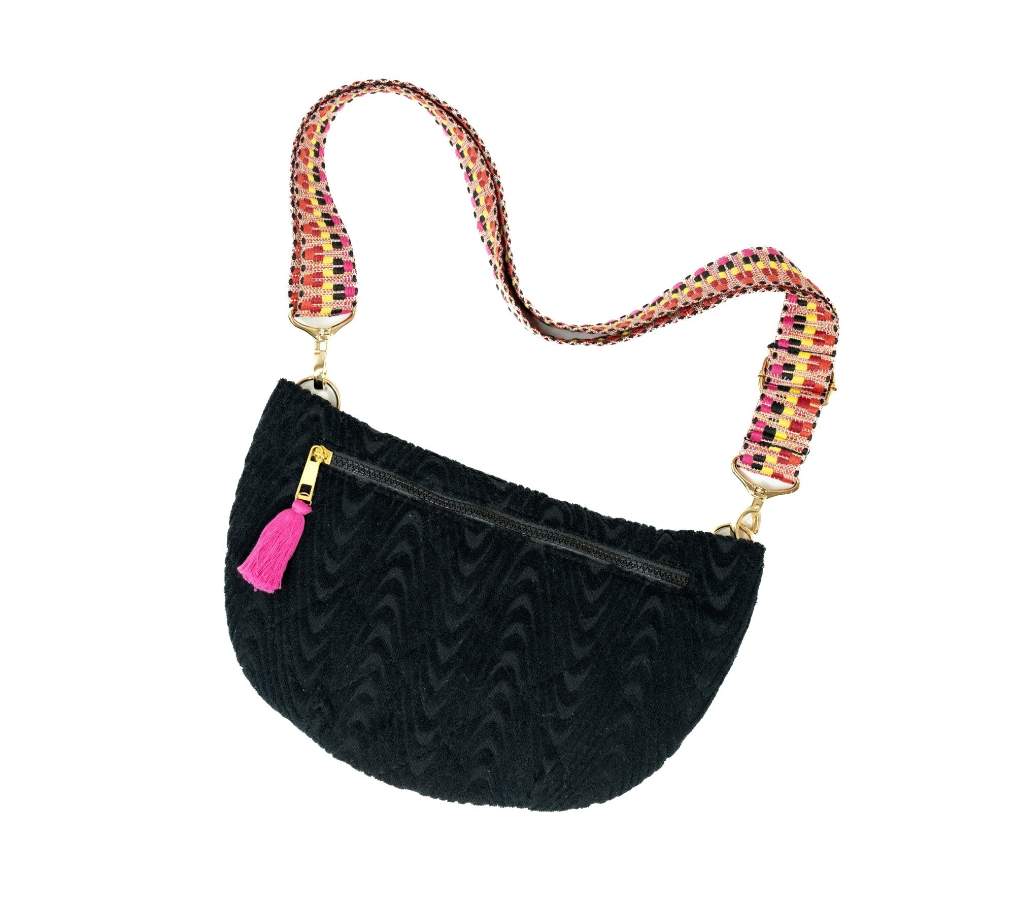 Sprigs Crescent Quilted TerryCloth Cross Body w/ Woven Strap