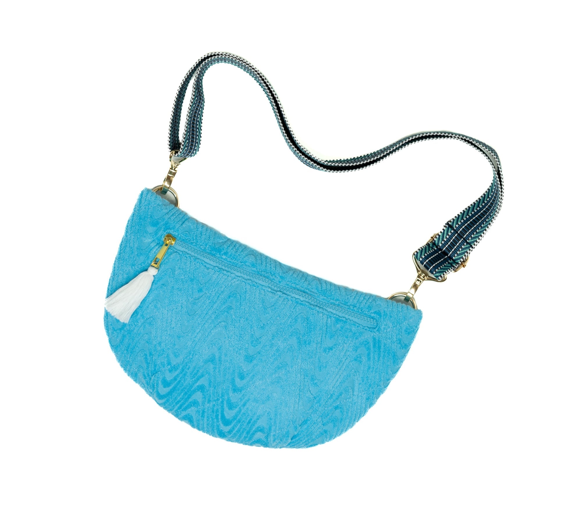 Sprigs Crescent Quilted TerryCloth Cross Body w/ Woven Strap