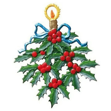 Holly Swag Hand Painted German Pewter Ornament