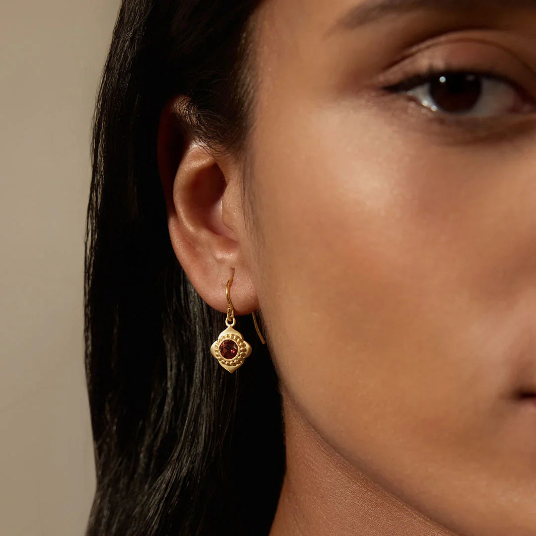 Satya Strong Heart Garnet Drop Earrings