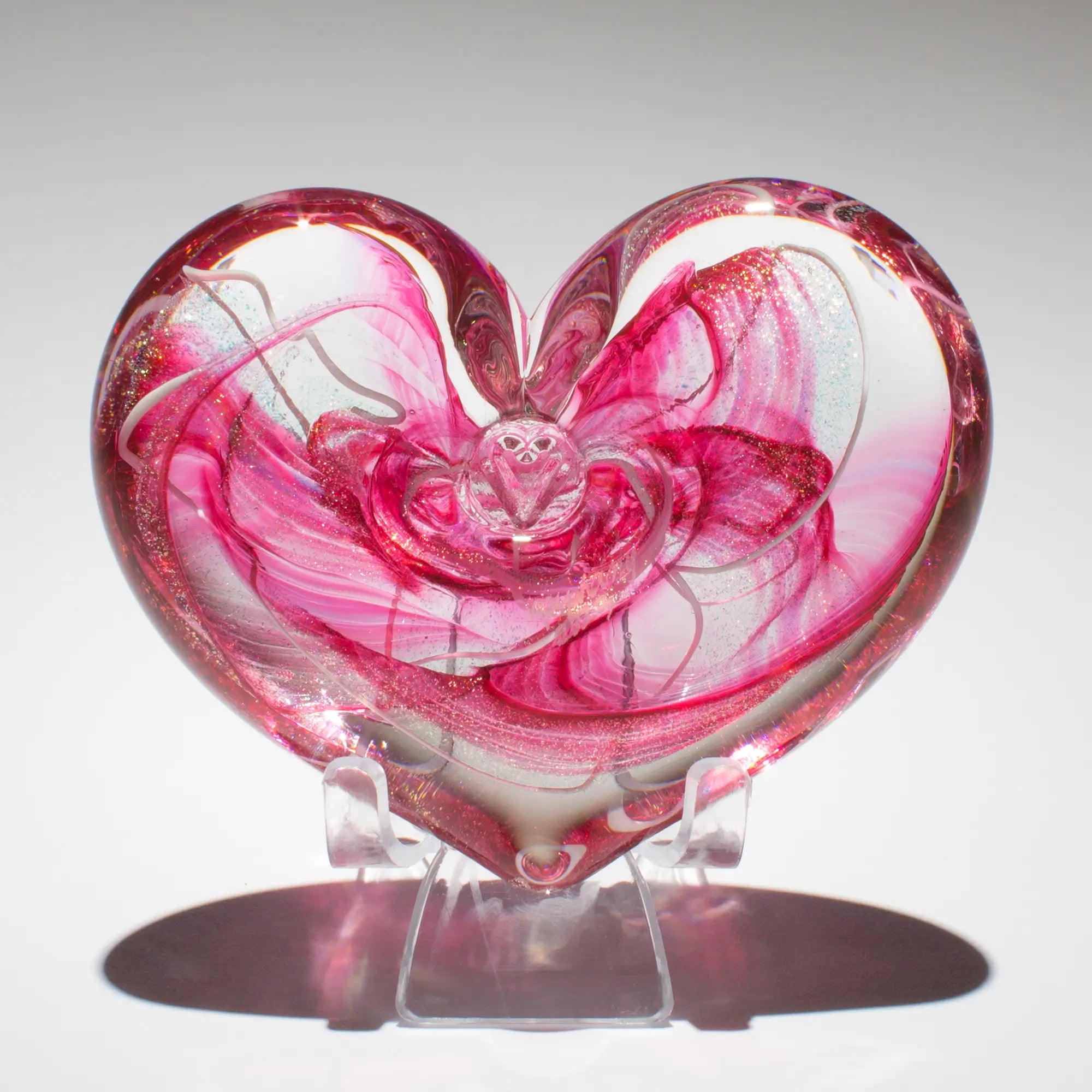 Epiphany Studios Hand-Blown Glass Heart Paperweight w/ Stand