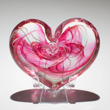 Epiphany Studios Hand-Blown Glass Heart Paperweight w/ Stand