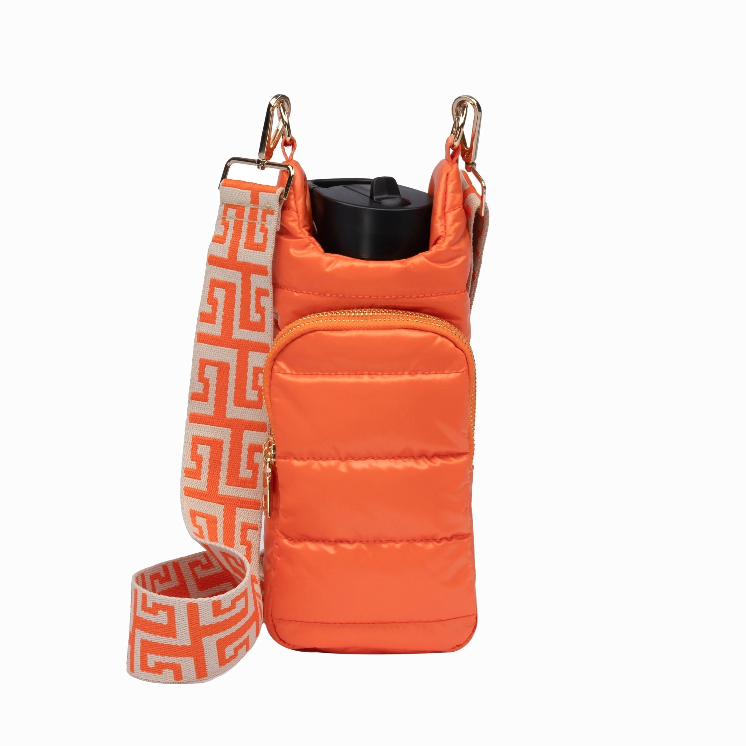 WanderFull HydroBag Clementine Orange Matte Crossbody with Printed Strap