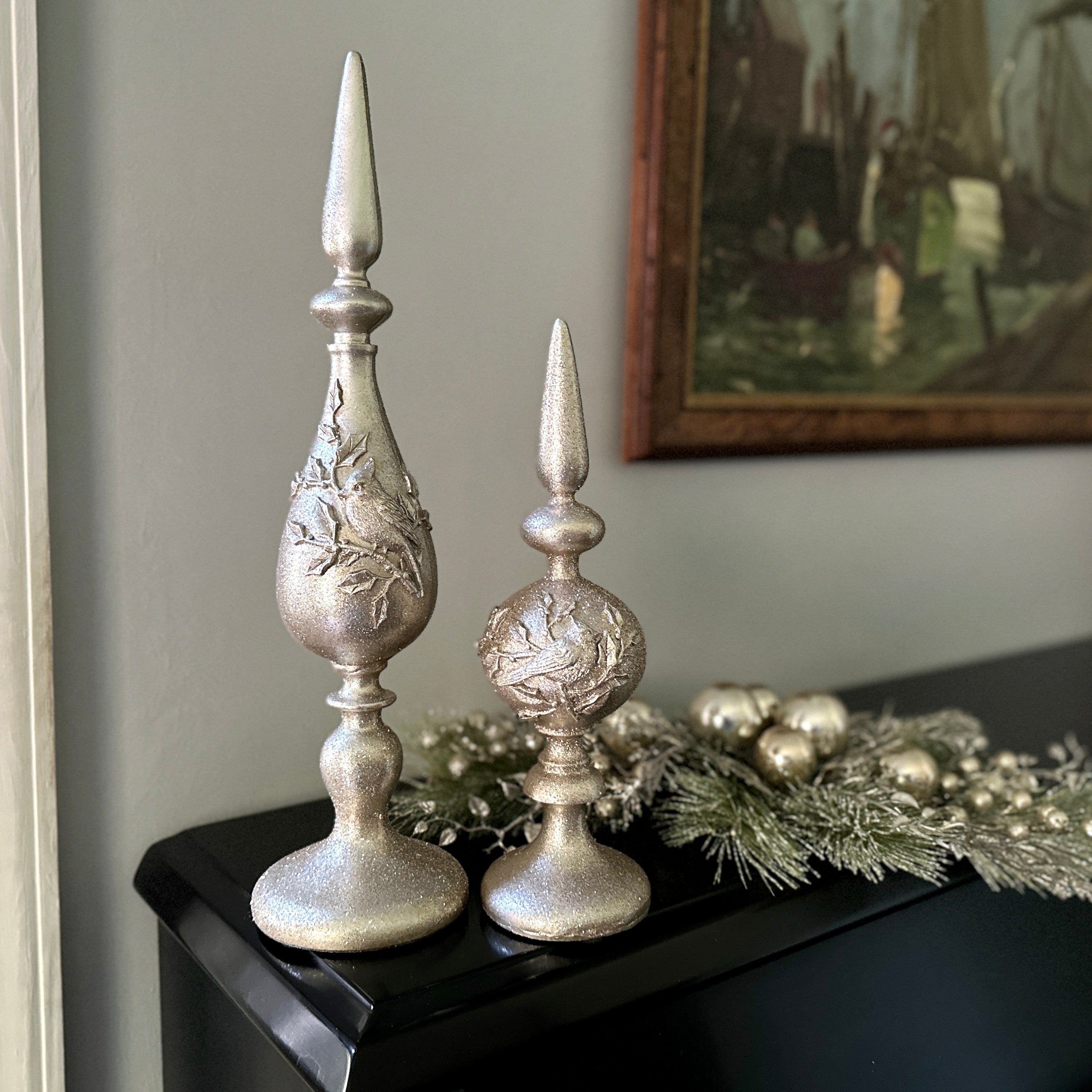 Set of 2 Holiday Table Finials for
