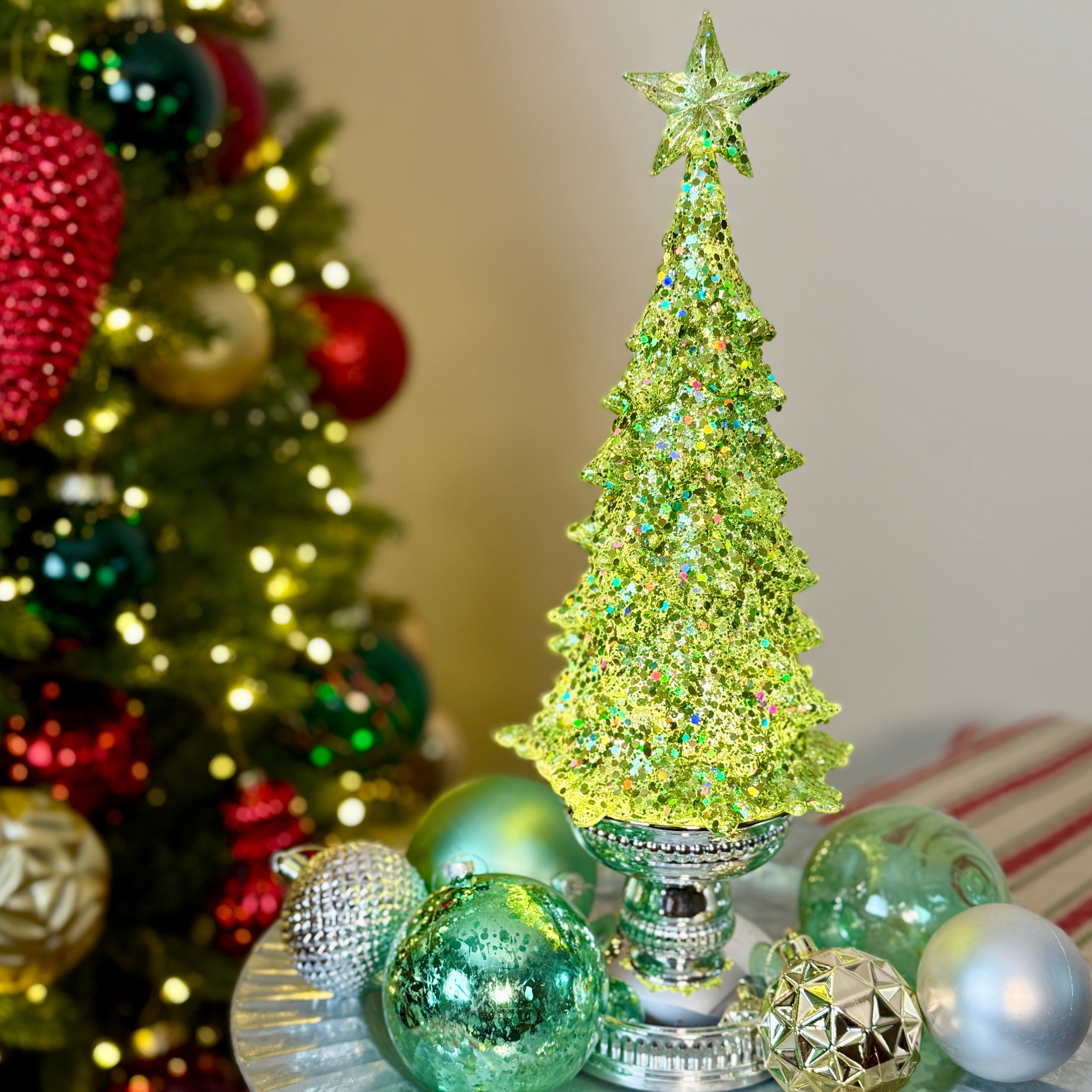 Lighted Glitter Green Tree for