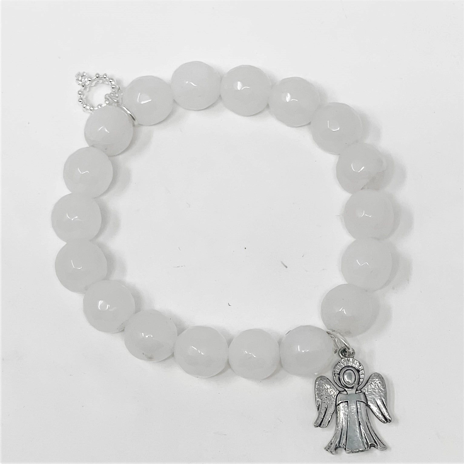 PowerBeads by jen Petites White Jade Angel Charm Bracelet