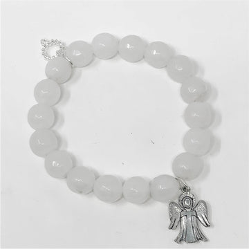 PowerBeads by jen Petites White Jade Angel Charm Bracelet