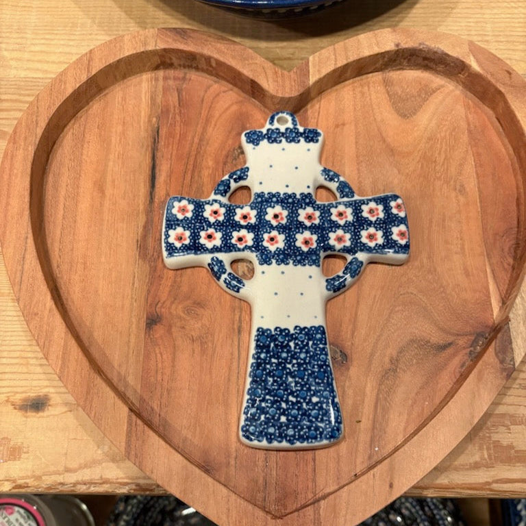 Polish Pottery Hand-Painted Cross