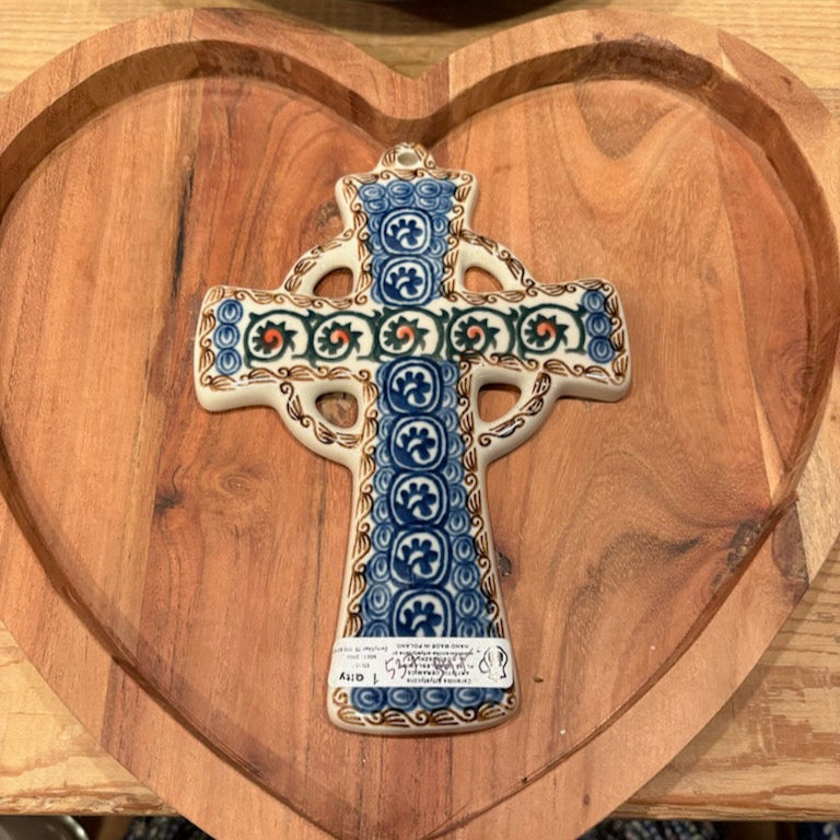 Polish Pottery Hand-Painted Cross