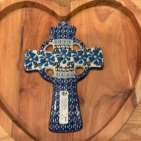 Polish Pottery Hand-Painted Cross