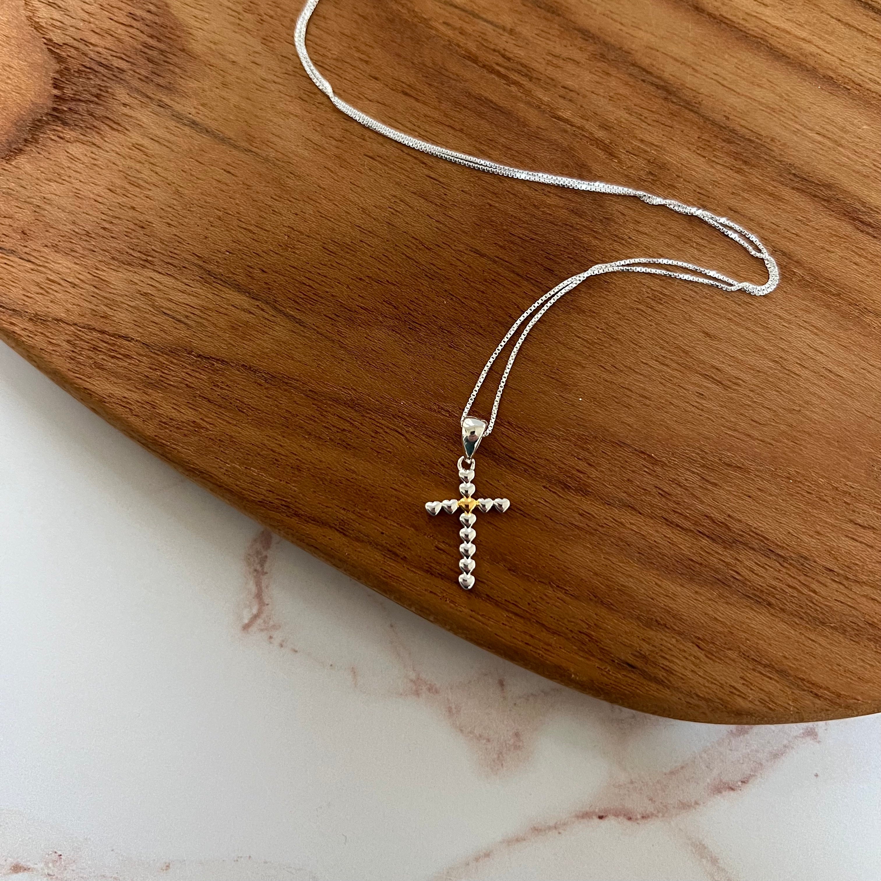 Steven Lavaggi Sterling Silver Petite Love Cross Necklace