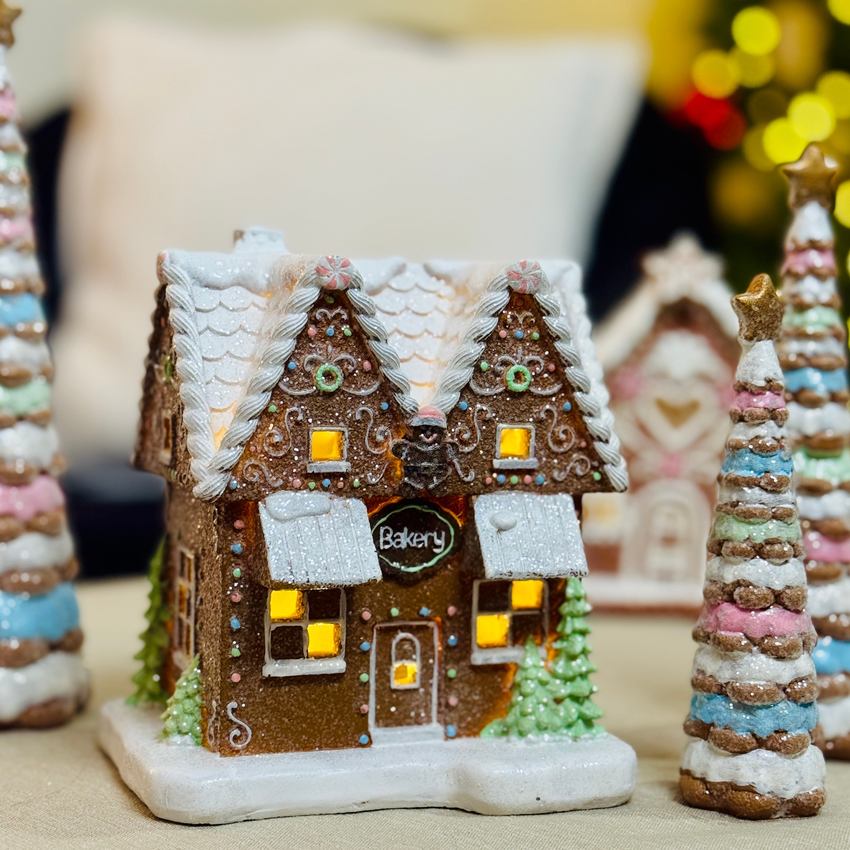 Lighted Gingerbread Bakery House for