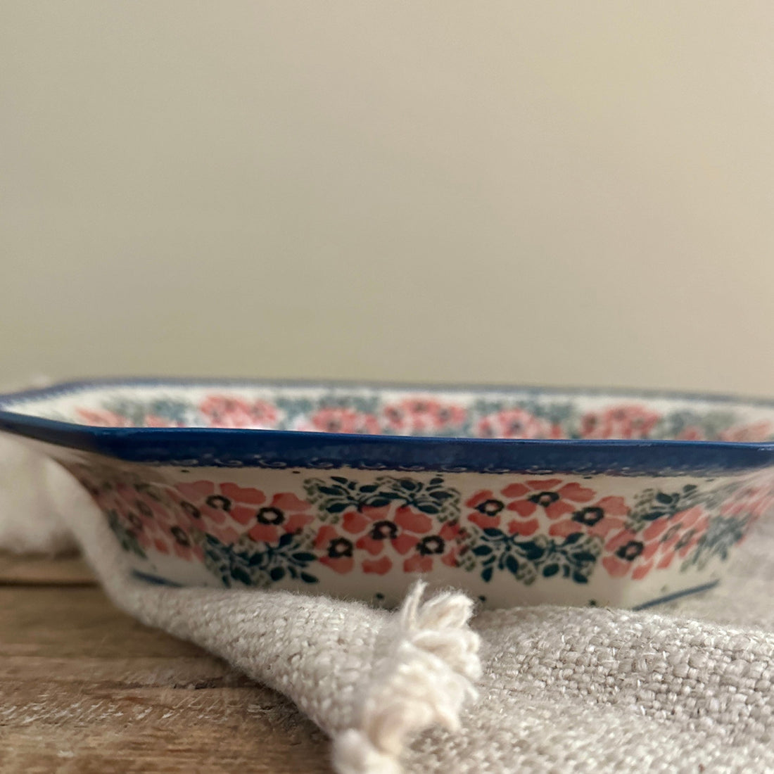 Polish Pottery Signature Rimmed Octagonal Serving Plate
