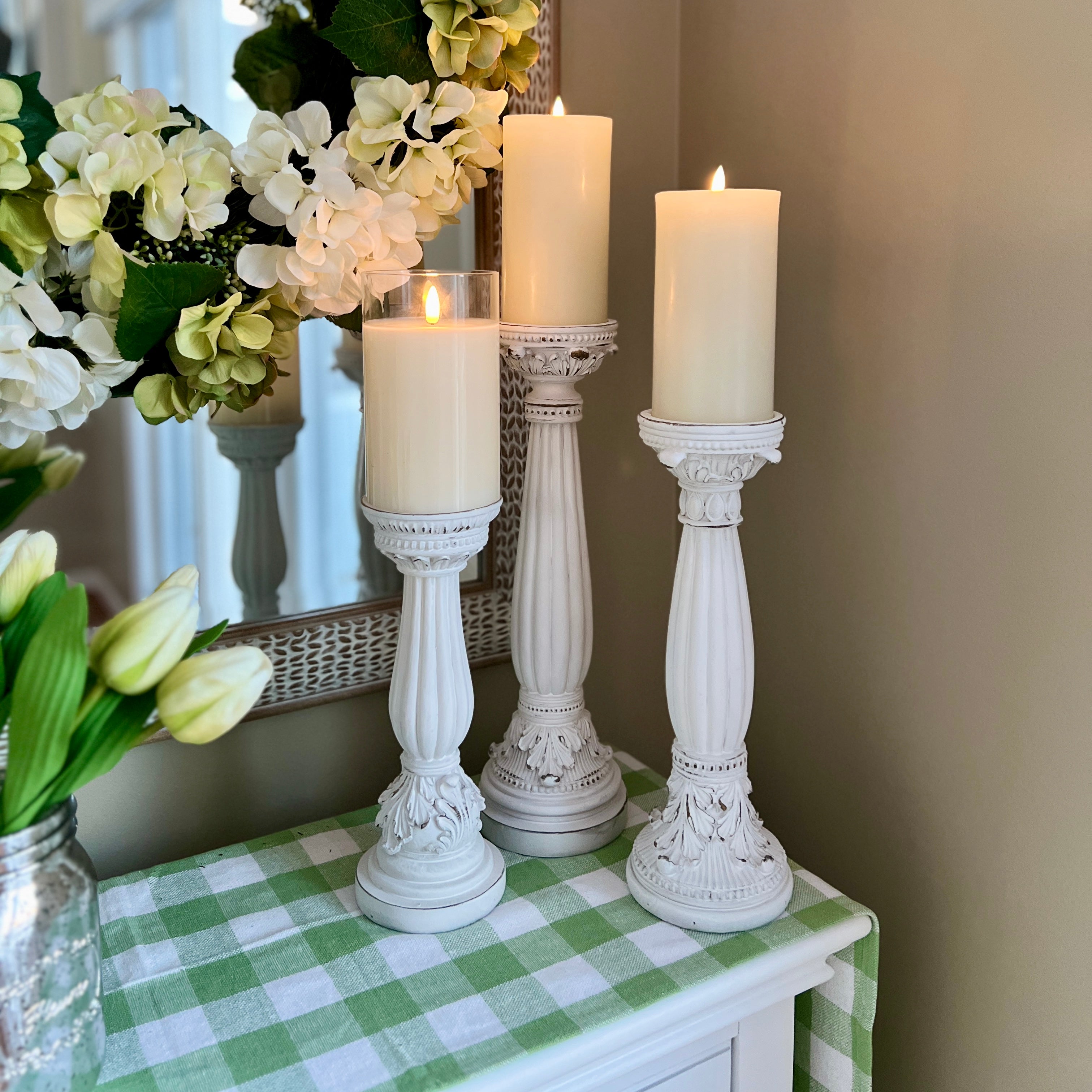 Set of 3 Fluted Candle Holders for