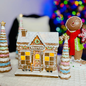 Lighted Gingerbread Toy Store for