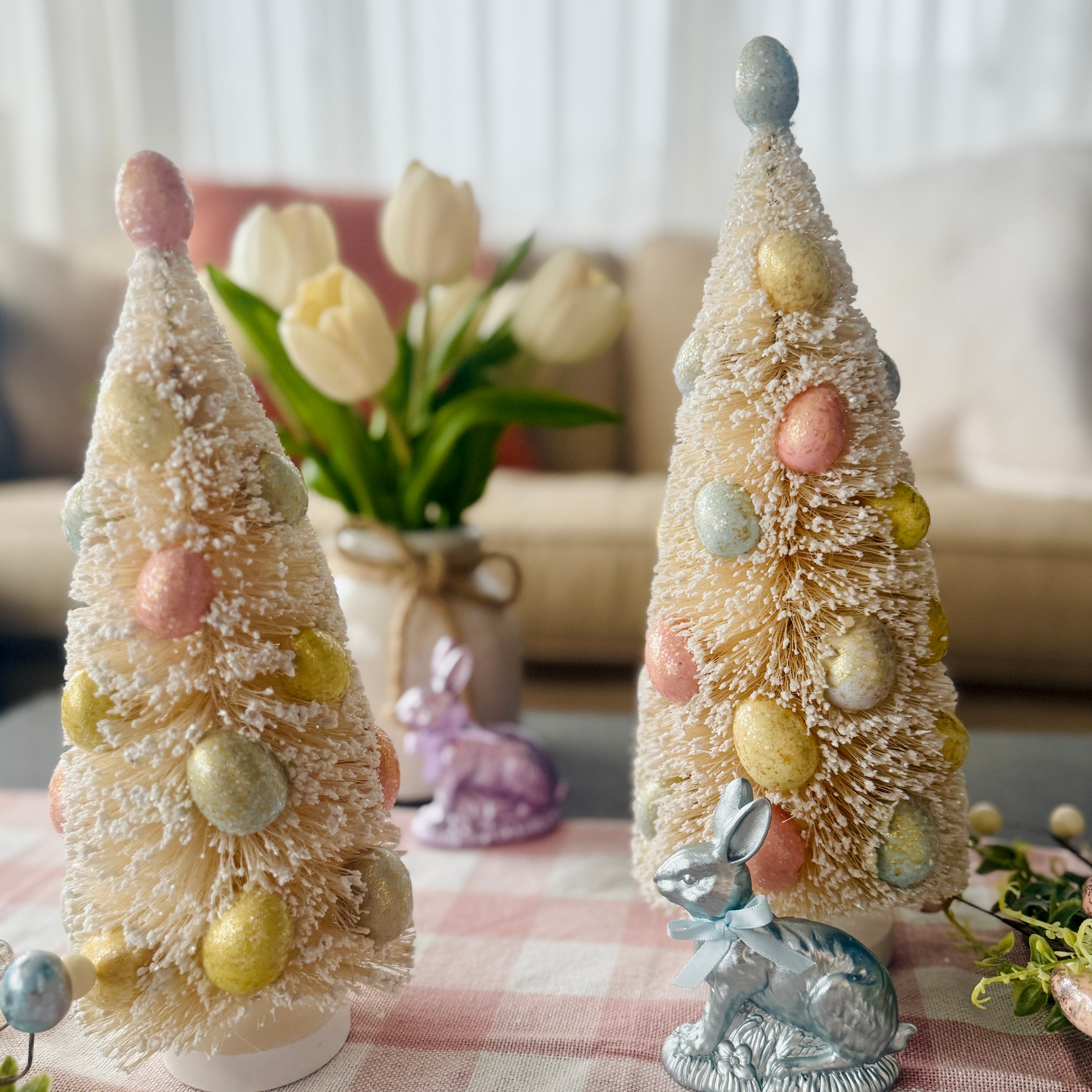 Set of 2 Sugared Egg Trees for