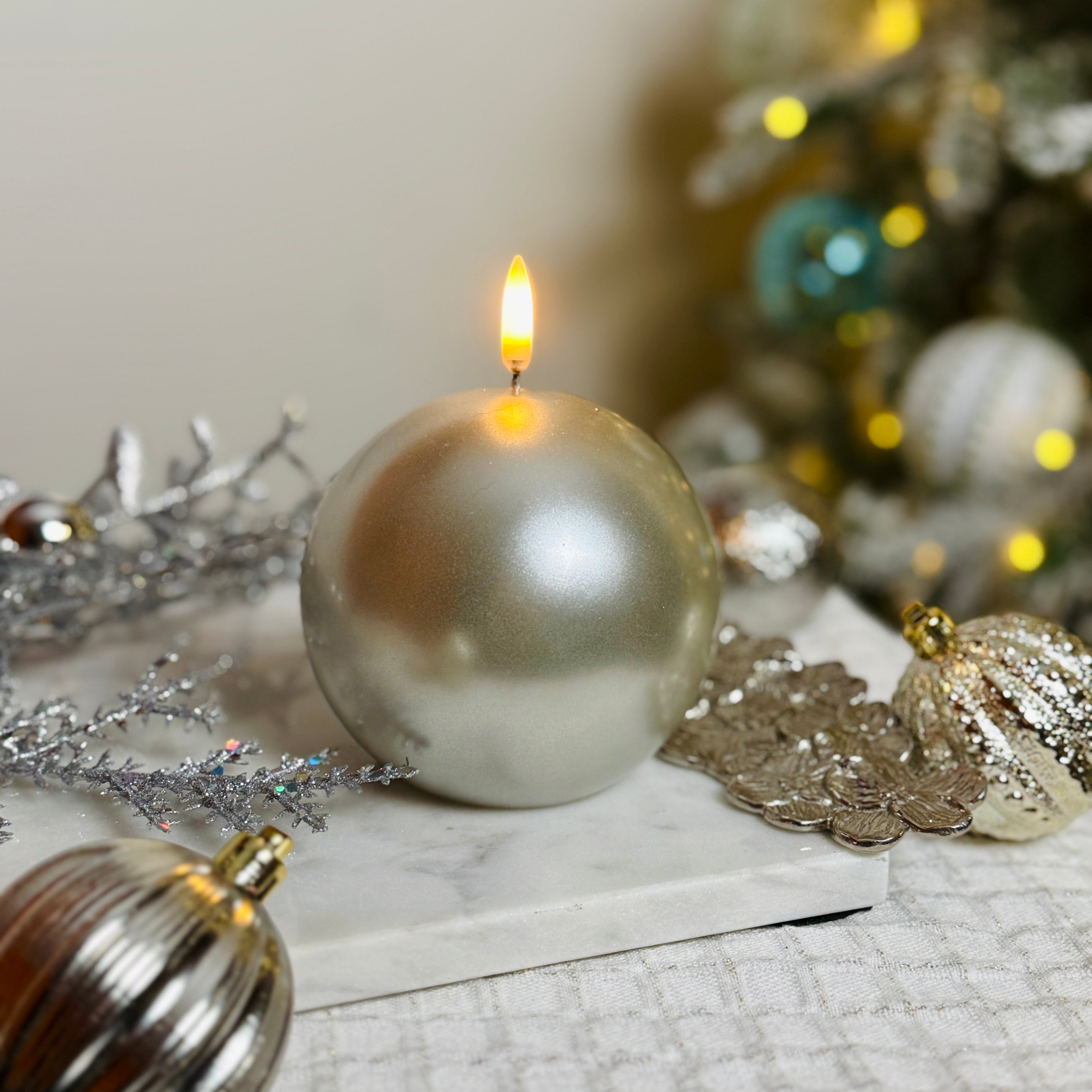 Round Metallic Flameless Candle for Just Jill