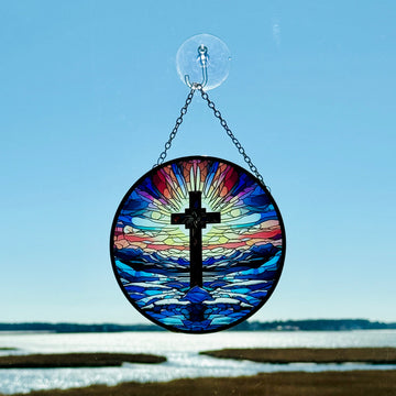 Holy Cross Glass Suncatcher for