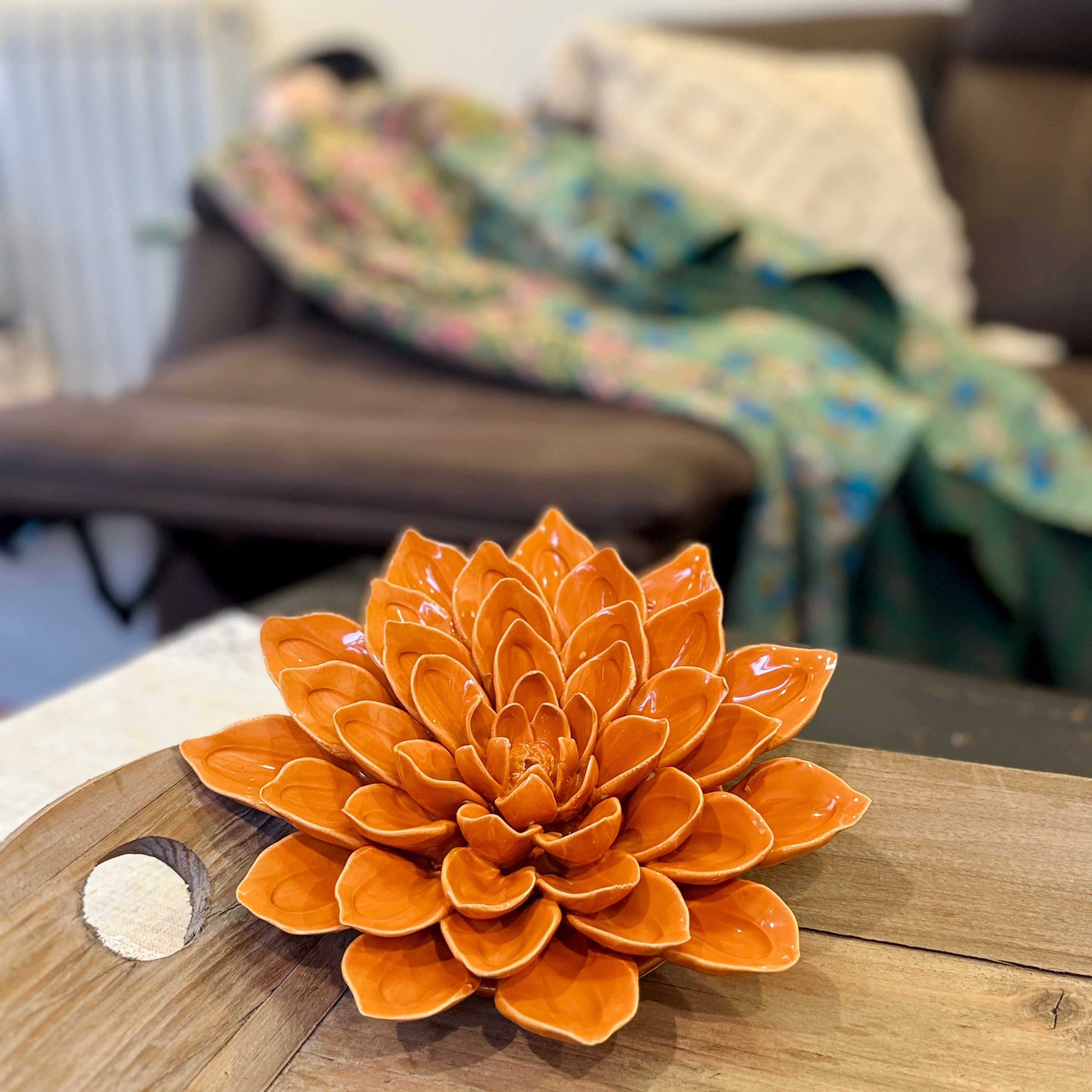 Large Ceramic Orange Dahlia for