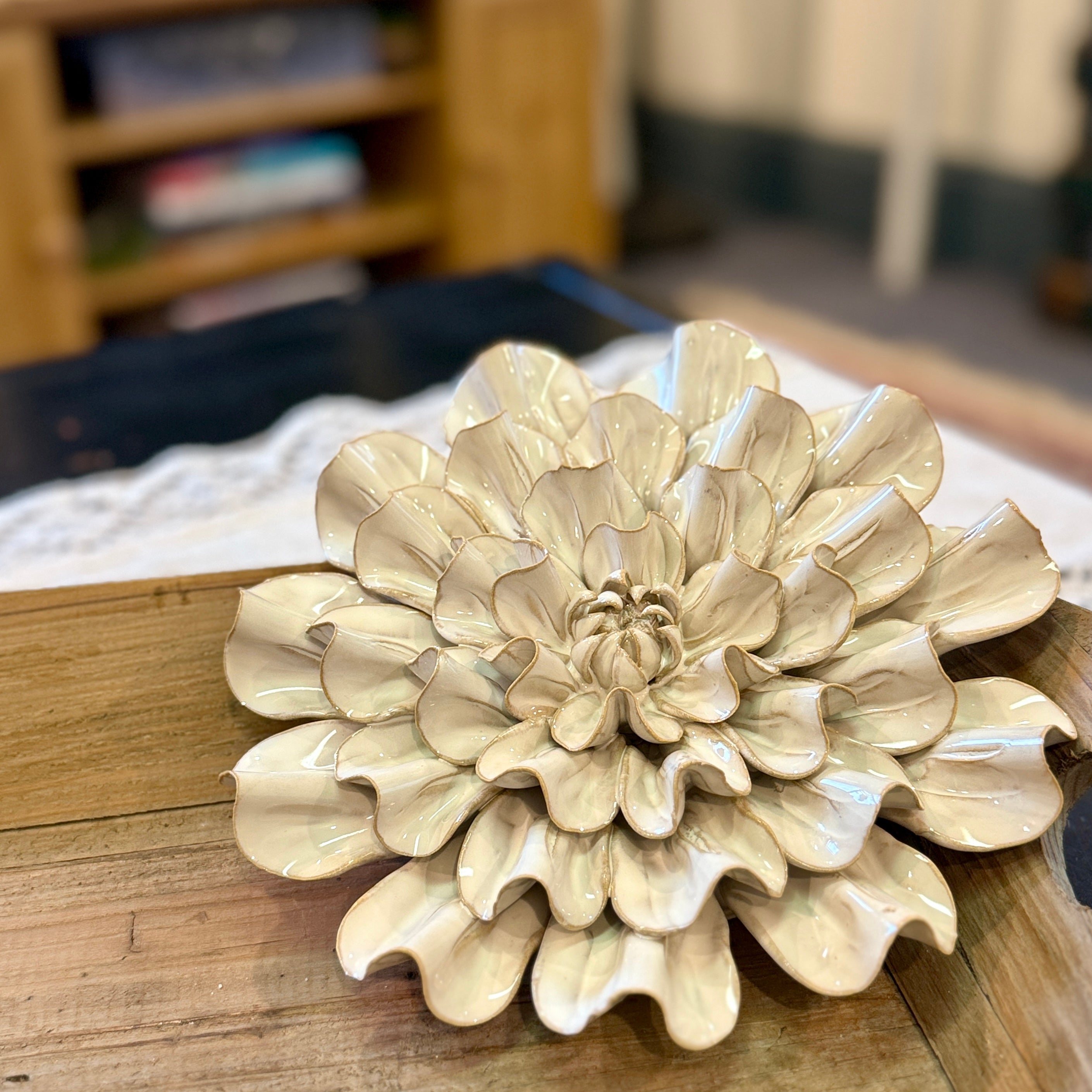 Large Ruffled Ceramic Rose  for