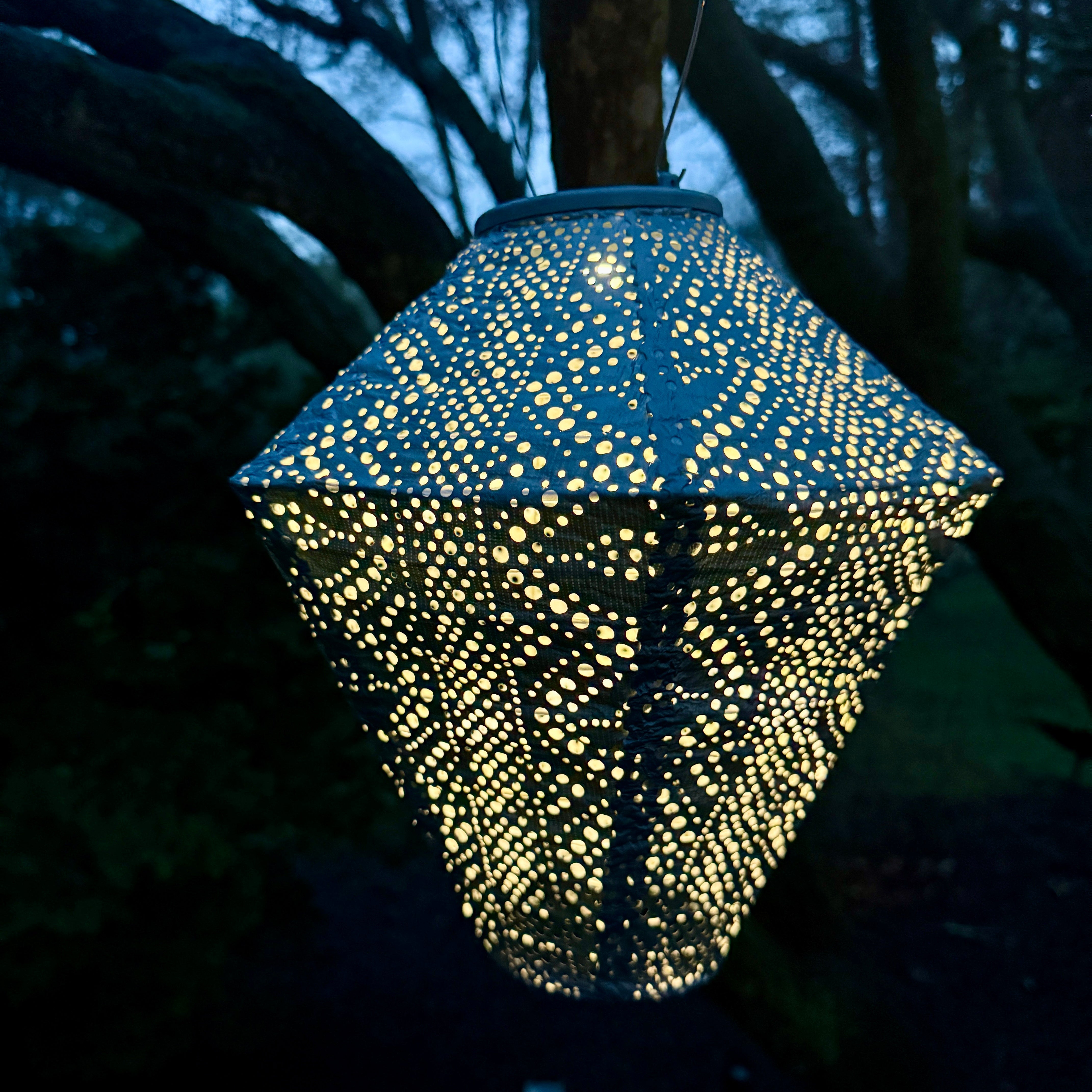 New Edition LUMIZ Battery Powered LED Grey Blue Diamond Lace Lantern