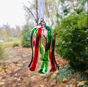 Epiphany Hand-Blown Holly Bell Ornament