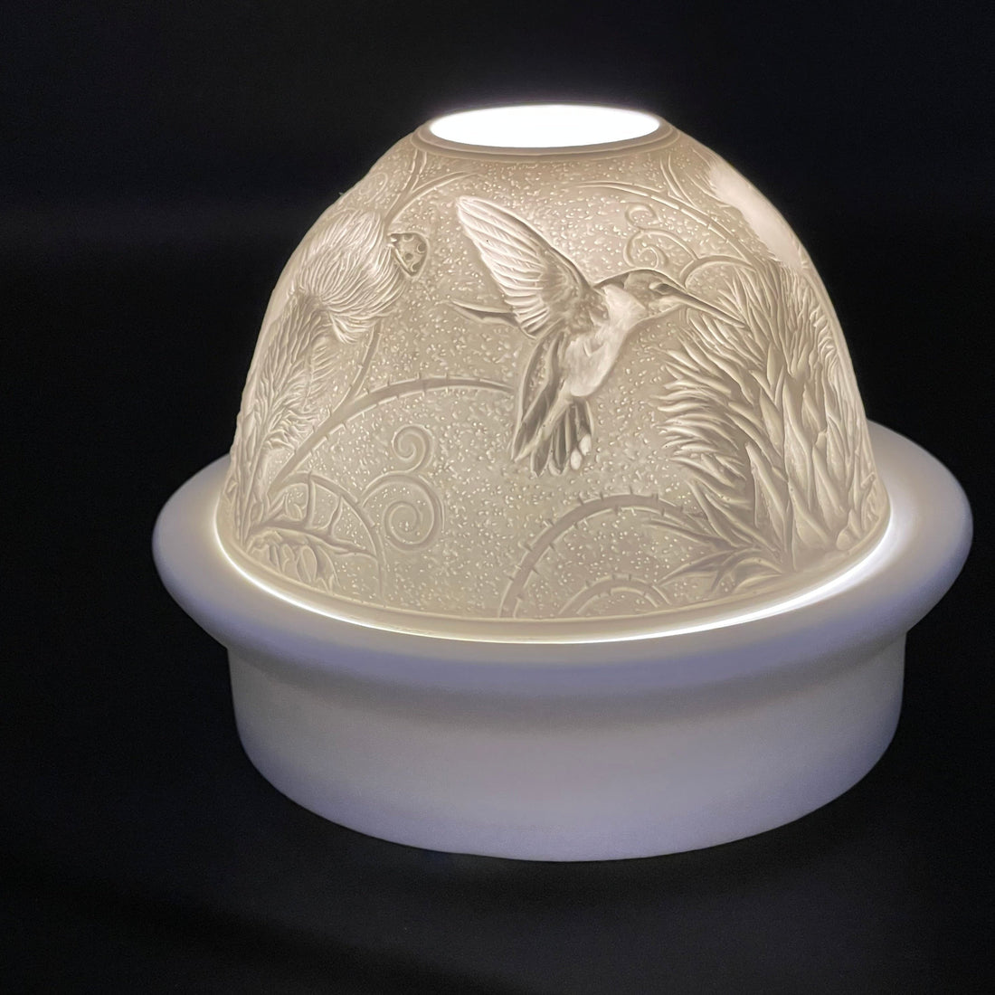 Luumii Lights Bird Motif Porcelain Dome w/ LED Base