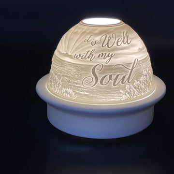 Luumii Lights Porcelain Dome Inspirational Quote w/ LED Base