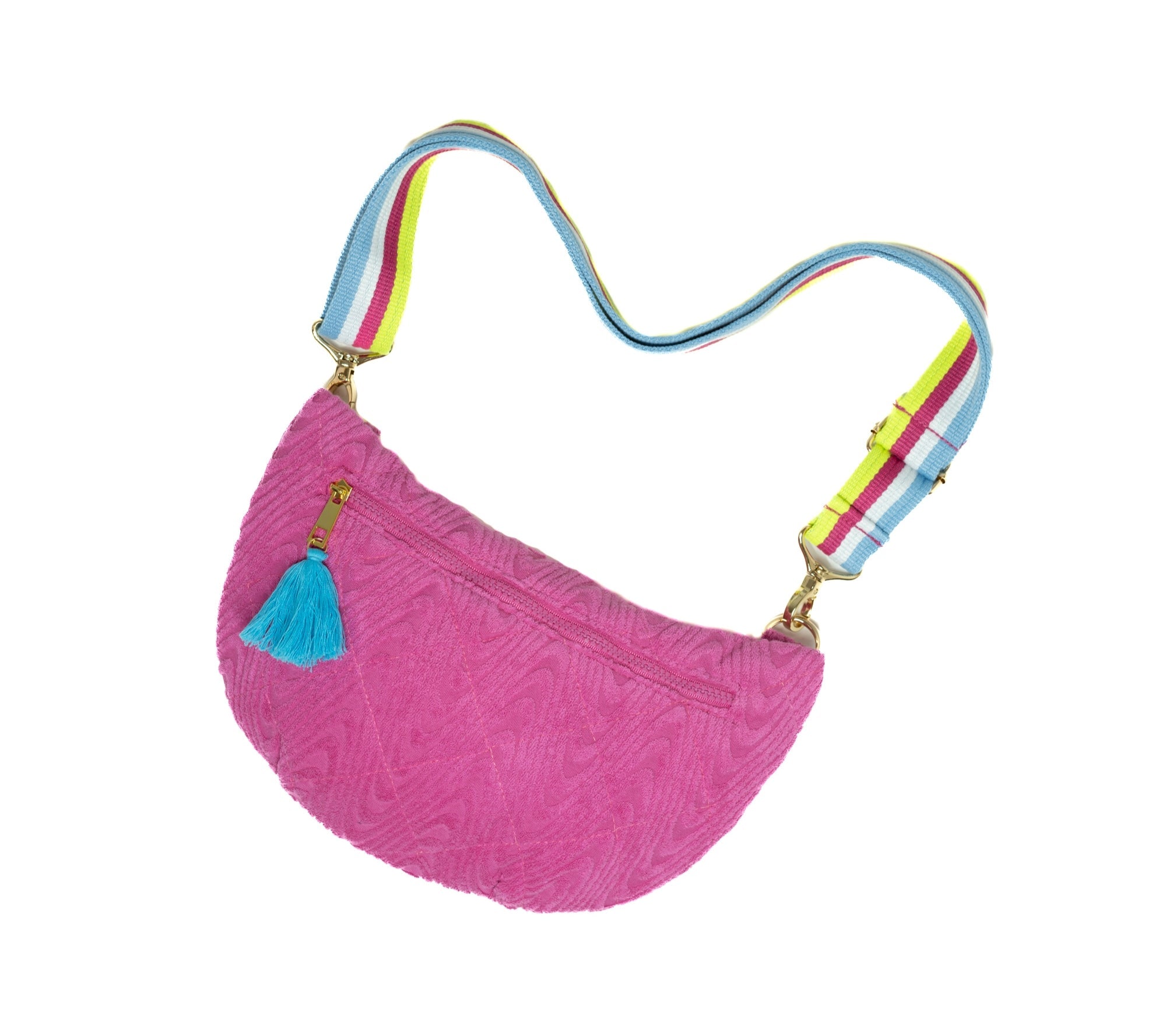 Sprigs Crescent Quilted TerryCloth Cross Body w/ Woven Strap