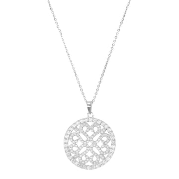 Italian Sterling Silver Round Geometrical Cubic Zirconia Pendant